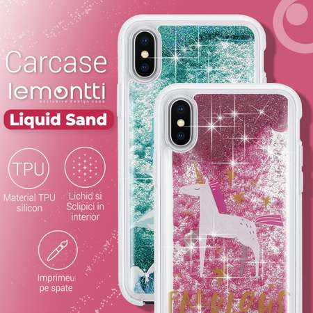 Husa Lemontti Liquid Sand Fabulous Glitter pentru Apple iPhone XS / X