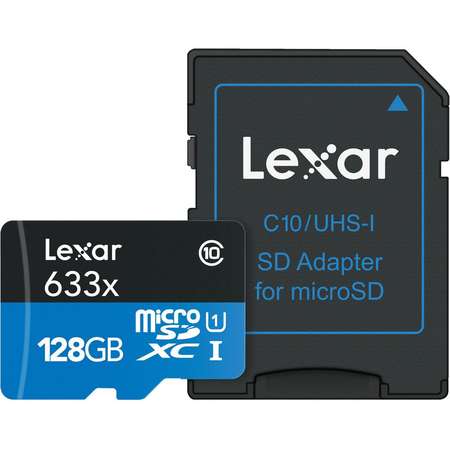 Card de memorie Lexar MicroSDXC 128GB Class 10 UHS-I + Adaptor SD