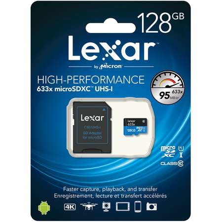 Card de memorie Lexar MicroSDXC 128GB Class 10 UHS-I + Adaptor SD