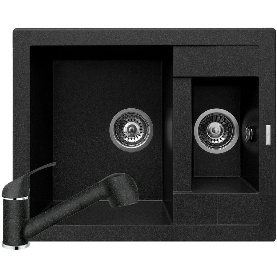 Pachet chiuveta granit PORTOS + baterie BELLO Negru