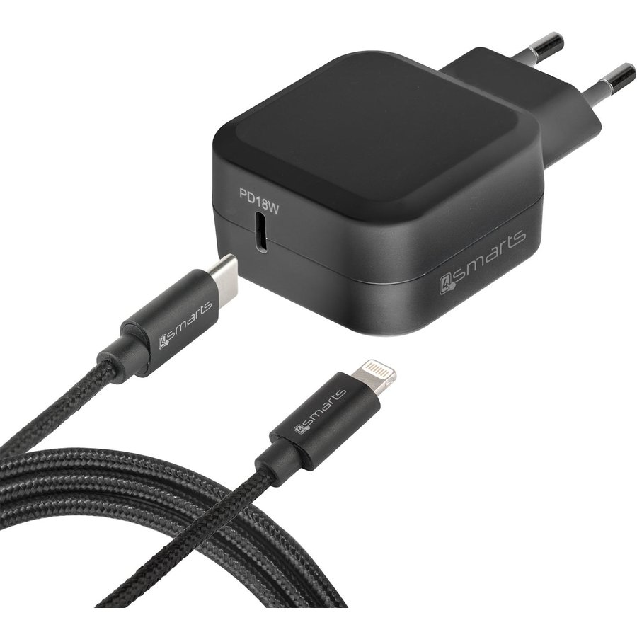 Set incarcator retea si cablu iPD Fast Charging pentru iPhone X/8/8 Plus si iPad Negru