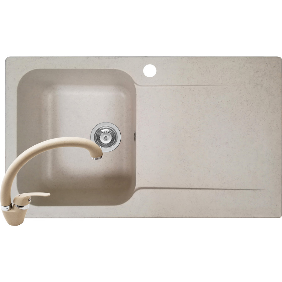 Pachet chiuveta soft compozit bucatarie Level DUROTHEK 1B 1D ST + Baterie OSSIA Bej