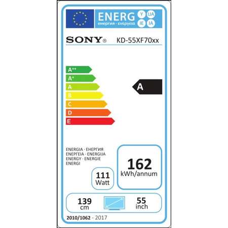 Televizor Sony LED Smart TV KD55XF7005 139cm Ultra HD 4K Black Clasa A