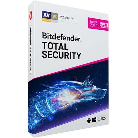 Antivirus BitDefender Total Security 2019 1 an 10 PC New License Retail DVD