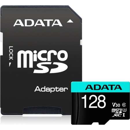 Card de memorie ADATA V30S 128GB Premier Pro MicroSDXC Clasa 10 UHS-I U3 + Adaptor SD