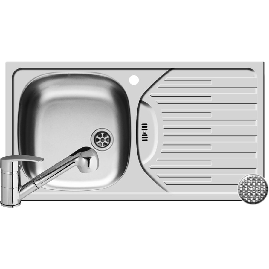 Pachet chiuveta ET FORK ST LN + Baterie FIDO Inox texturat