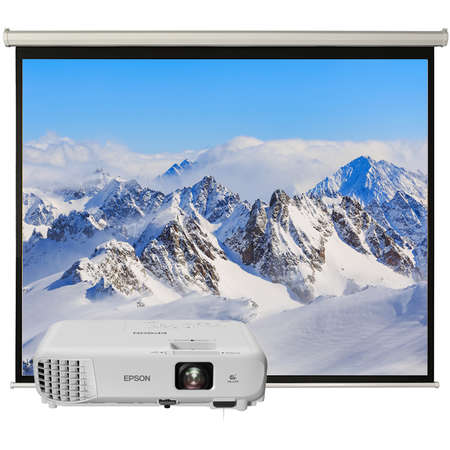 Pachet Videoproiector EB-S05 SVGA + Ecran proiectie manual Blackmount 200x200cm Epson White