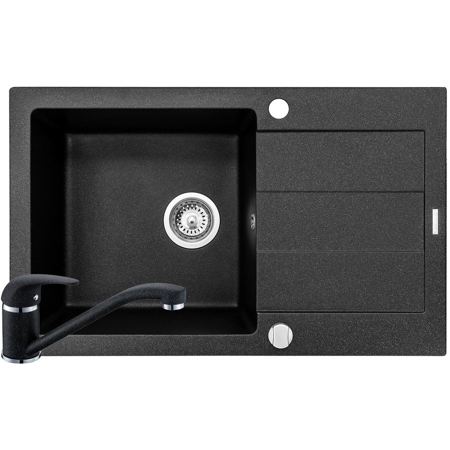 Pachet chiuveta granit Sparta Plus + Baterie ASALIA Negru