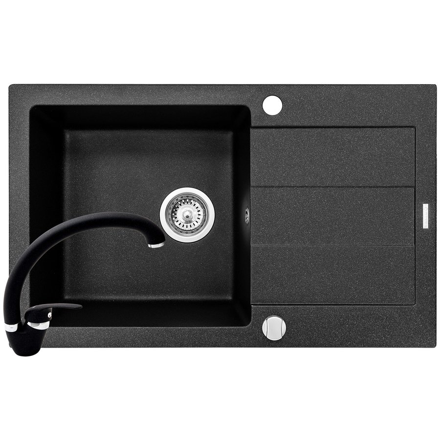 Pachet chiuveta granit Sparta Plus + Baterie OSSIA Negru