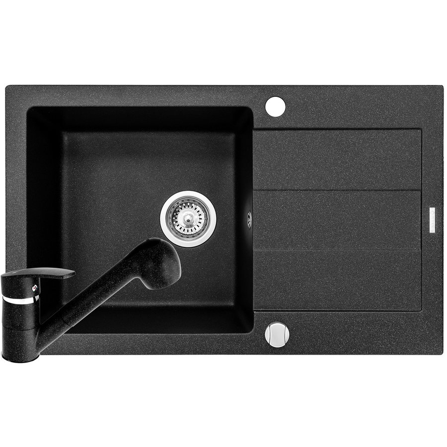 Pachet chiuveta granit Sparta Plus + Baterie FIDO Negru