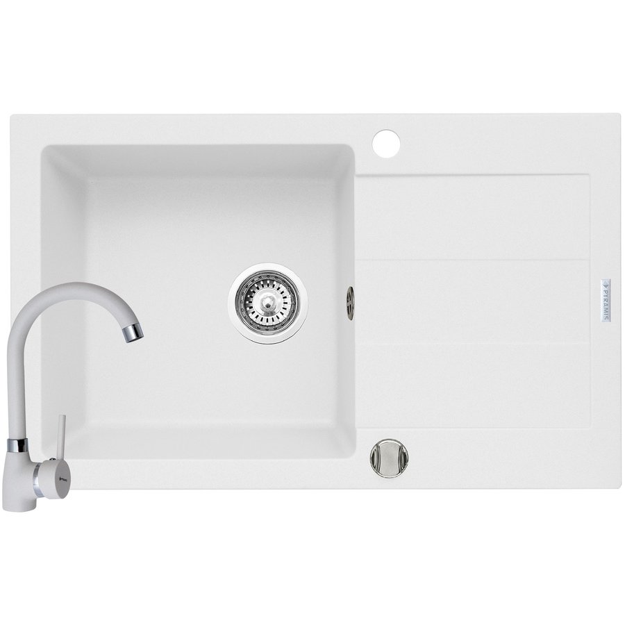 Pachet chiuveta granit Sparta Plus + Baterie BELLO Snow