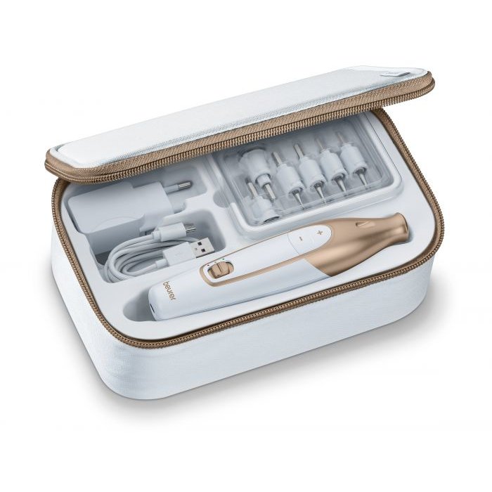 Set de manichiura / pedichiura MP64 cu 10 accesorii Alb