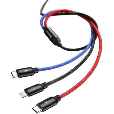 Cablu de date Baseus 3 in 1 USB Type-C/Lightning/Micro-USB 1.2m Negru