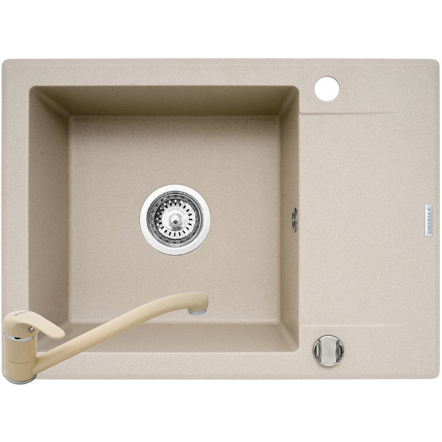 Pachet chiuveta granit KORFU 62x46 1B1D + Baterie ASALIA Bej