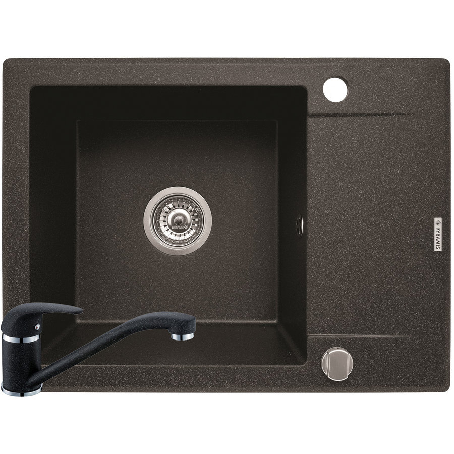 Pachet chiuveta granit KORFU 62x46 1B1D + Baterie ASALIA Negru