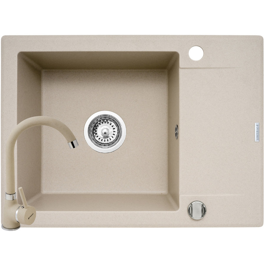 Pachet chiuveta granit KORFU 62x46 1B1D + Baterie BELLO Bej