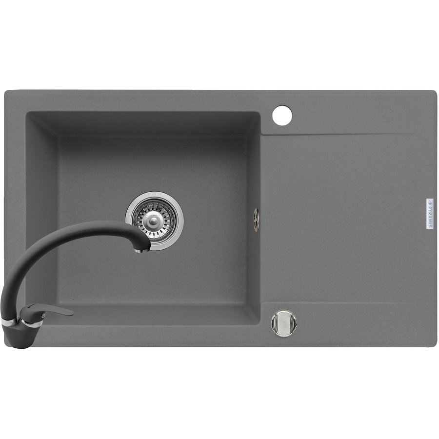 Pachet chiuveta granit KORFU 78x46 1B 1D + Baterie OSSIA Gri