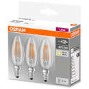 Set 3 becuri LED Osram 4W E14 B40 2700K lumina calda 470 lumeni A++
