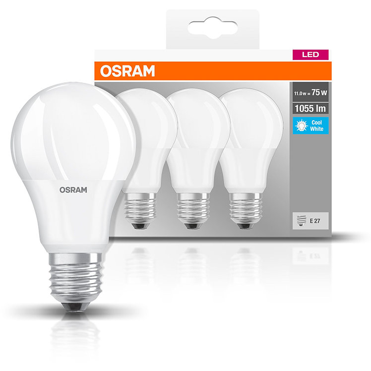 Set 3 becuri LED 10.5W E27 A75 4000K lumina neutra 1055 lumeni A++