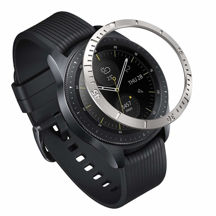 Rama ornamentala otel inoxidabil Gri pentru Galaxy Watch 42mm / Gear Sport