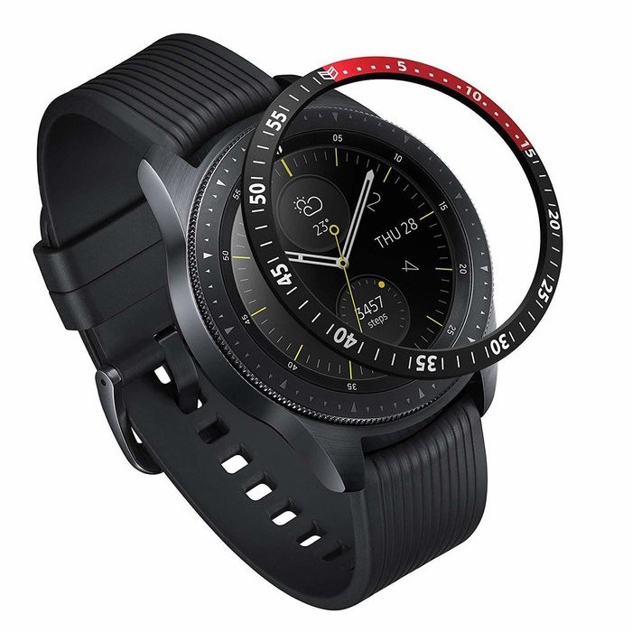 Rama ornamentala Negru / Rosu pentru Galaxy Watch 42mm / Galaxy Gear Sport