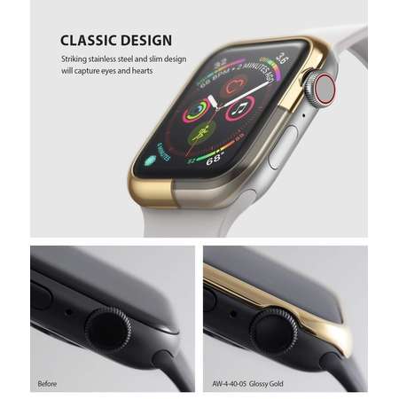 Rama ornamentala otel inoxidabil Ringke Auriu perlat pentru Apple Watch 4 40mm