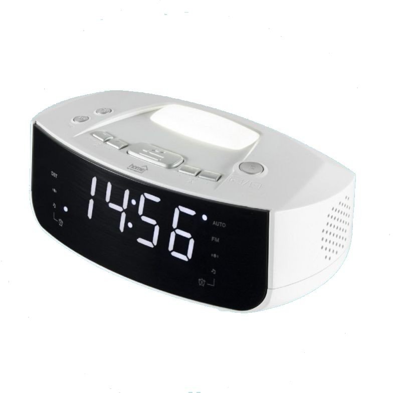 Ceas digital de birou LTCR03 Ecran LED Alarma Rradio FM Alb