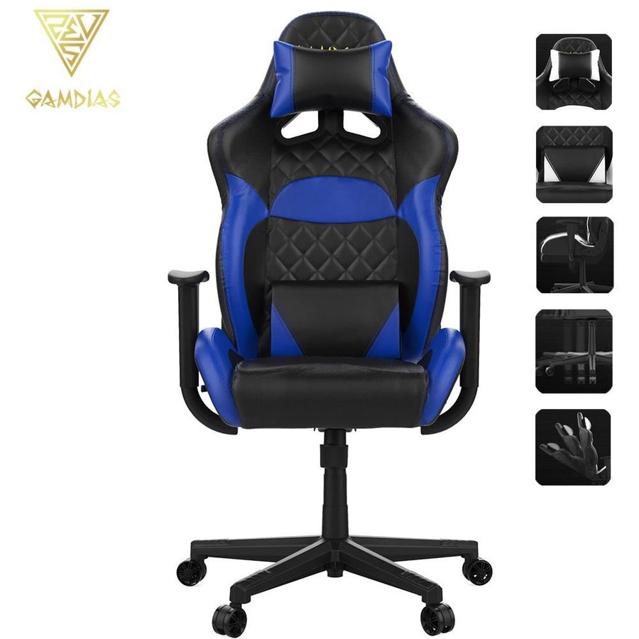 Scaun gaming Zelus E1 L Negru / Albastru
