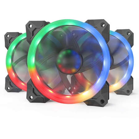 Set 3 ventilatoare Redragon F008 120mm iluminare RGB
