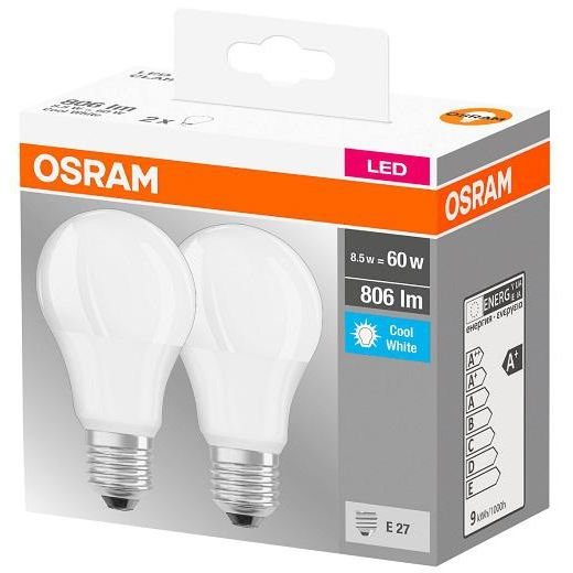 Set 2 becuri LED E27 LED BASE CLASSIC A 8.5W 60W 4000K 806 lm A+ Lumina neutra
