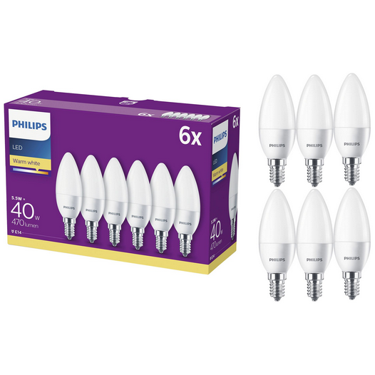 Set 6 becuri LED E14 5.5W 40W 470 lm A+ Lumina alba calda
