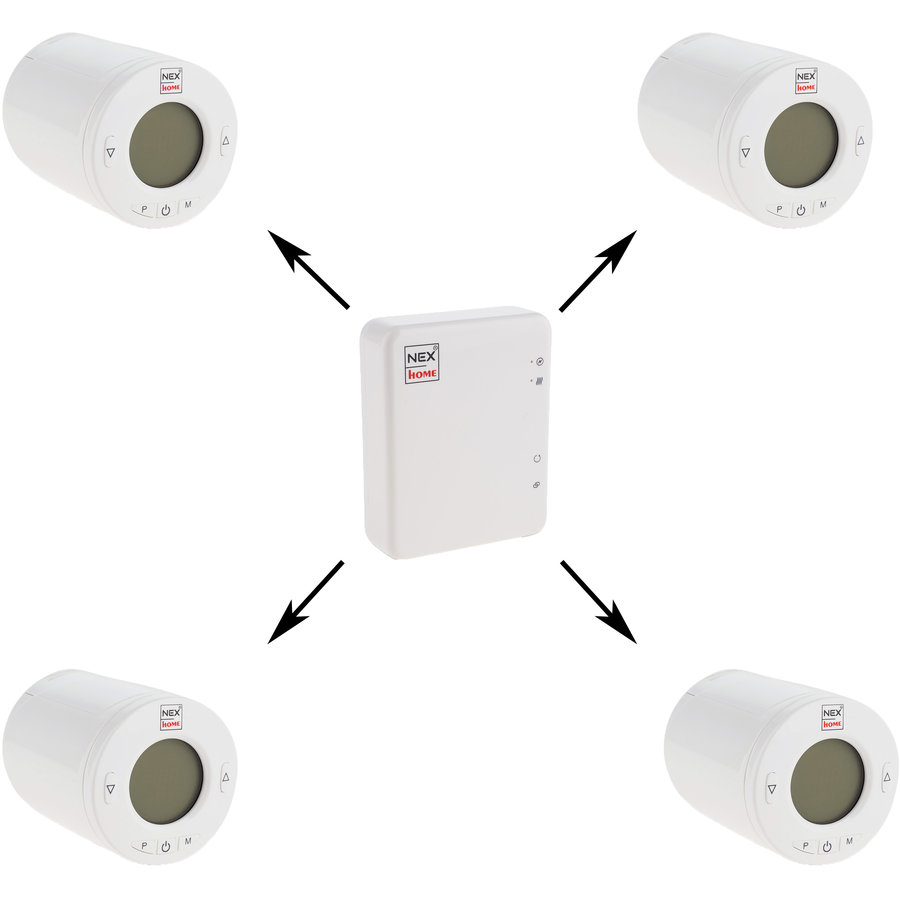 Pachet 4 termostate HOME Wireless Programabile cu Display 1 Modul de Conectare Regleaza curgerea apei prin Calorifer