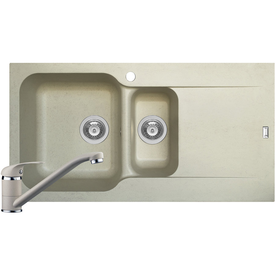 Set Chiuveta soft compozit de bucatarie Level Durothek 1B 1D DR + Baterie Bej