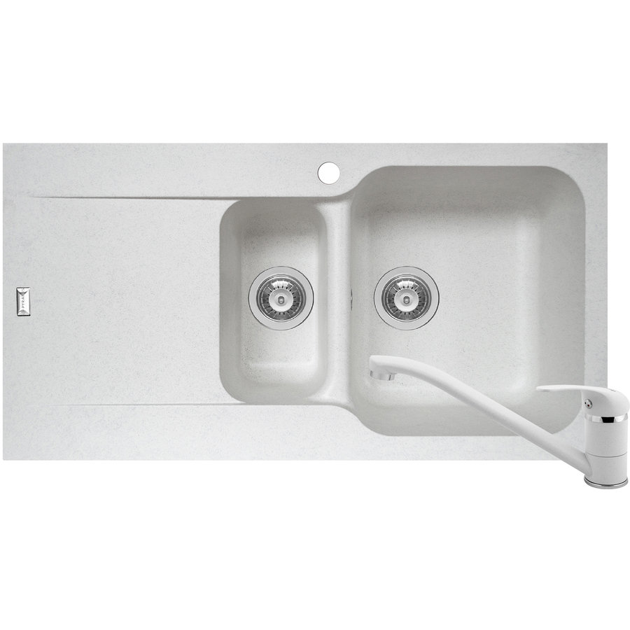 Set Chiuveta bucatarie Level Durothek 1 1/2B 1D DR + Baterie Alb