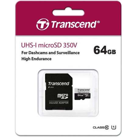 Card de memorie Transcend 64GB High Endurance UHS-I U1 Class 10 + Adaptor