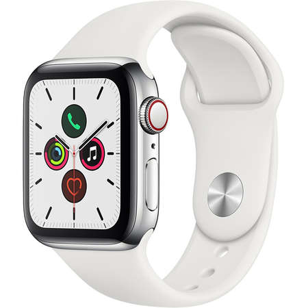 Smartwatch Apple Watch Series 5 GPS Cellular 40mm Stainless Steel Case White Sport Band S/M & M/L