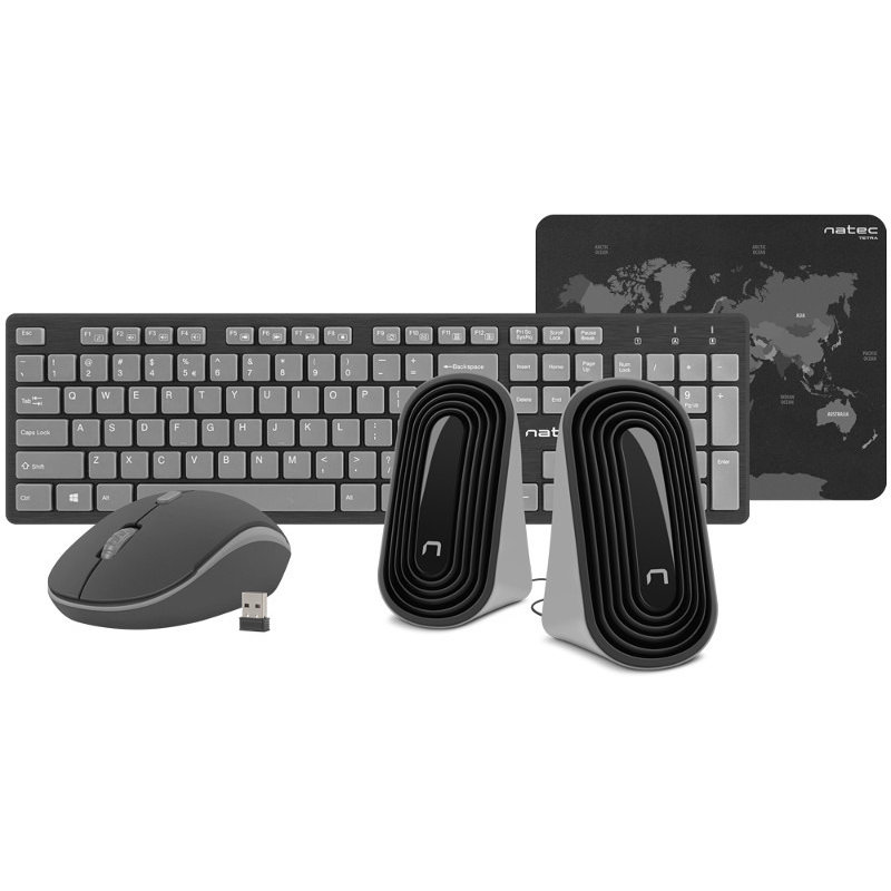 Kit tastatura si mouse Tetra Wireless Black Grey