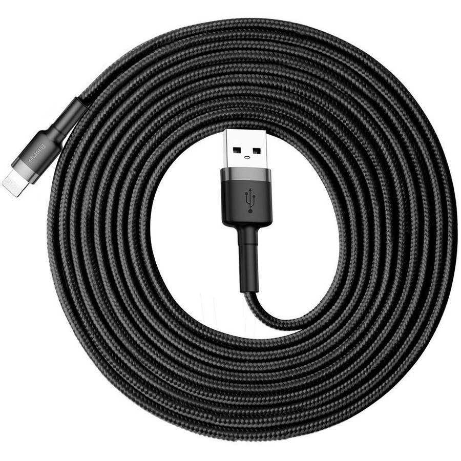 Cablu de date Cafule USB/Lightning 3m Negru/Gri