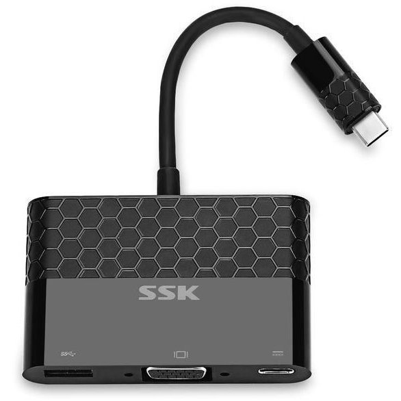 Adaptor SSK SHU-C025 USB 3.0 Type-C - VGA/USB Type-C/USB Type-A cu funcție PD