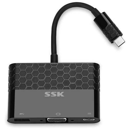 Adaptor SSK SHU-C025 USB 3.0 Type-C - VGA/USB Type-C/USB Type-A cu functie PD