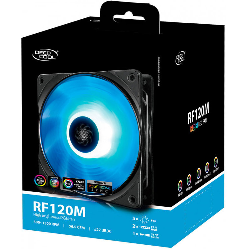 Ventilator pentru carcasa Deepcool RF120M 120mm RGB LED 5-fan pack — imaginea 2