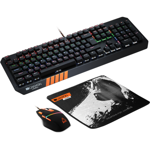 Kit Gaming 3 in 1 Nightflyer Tastatura RGB LED + Mouse Optic + Mouse Pad Black Grey