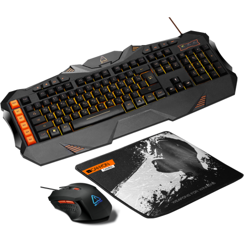 Kit Gaming 3 in 1 Leonof Tastatura RGB LED + Mouse Optic + Mouse Pad Black Grey