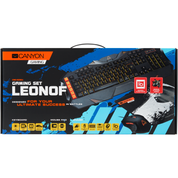 Kit Gaming 3 in 1 Leonof Canyon Tastatura RGB LED + Mouse Optic + Mouse Pad Black Grey