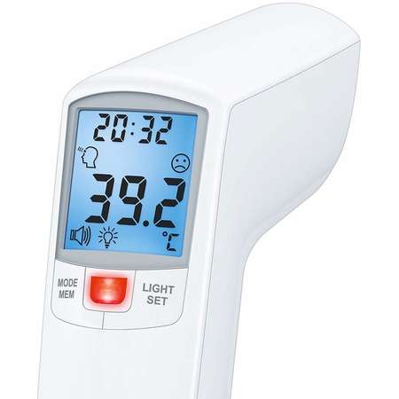 Termometru Beurer FT100 non-contact Alarma de febra cu LED Senzor de distanta 60 de spatii de memorare Alb