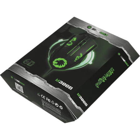 Mouse gaming Gamemax M386 Iluminare tip breath in 3 culori Lungime cablu 1.5m Negru