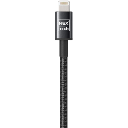 Cablu de date / incarcare NEX TECH USB Lightning PREMIUM 2m Transfer date Incarcare Sincronizare Flexibil Compatibilitate iPhone  Negru