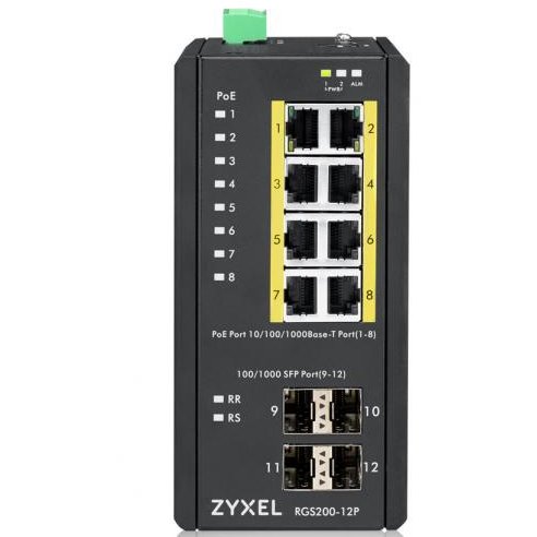 ZyXEL Zyxel Rgs200-12p Industrial Switch 8x Gbe+4x Sfp, Poe Din Rail/Wall Mount, Ip30 - imagine 2