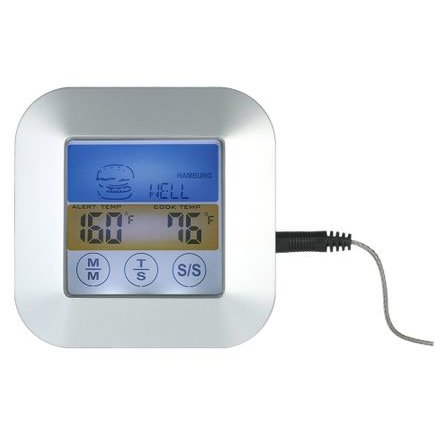 Termometru digital KH-0011 cu sonda bucatarie Touchscreen LCD iluminat Temporizator Alb/Auriu