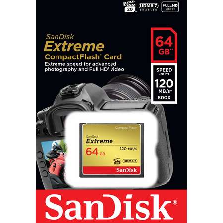 Card de memorie Sandisk Extreme 64GB Compact Flash Clasa 10 UHS-I